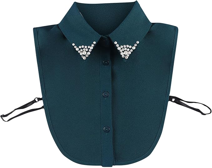 Chiffon Beading Half-Shirt Blouse Detachable Lace Fake Collars Dicky Collar Faux Collar for Women Girls