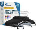 Lifemaster Velvet Skirt Hangers – with Adjustable Clips, 360 Degree Swivel Hook, and Non-Slip Shoulder Notch, Holds Up to 10 lbs, for Organizing Skirt, Pants, Dress, and Clothes, Pack of 10, Black