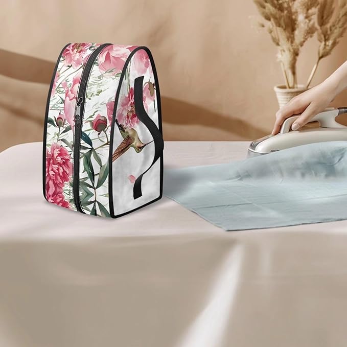 Pink Flower Iron Case Storage Fits Traveling Outing,Bird Steam Iron Carrying Case Iron Protective Cover Travel Steamer Bag with Handle