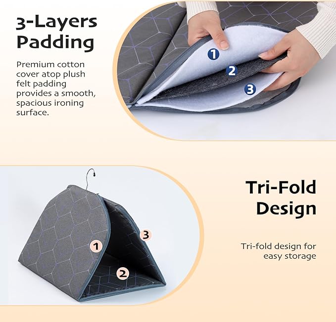 Foldable Ironing Mat for Flat Surfaces, Hanging Steamer Board for Clothes, Steamer Pad