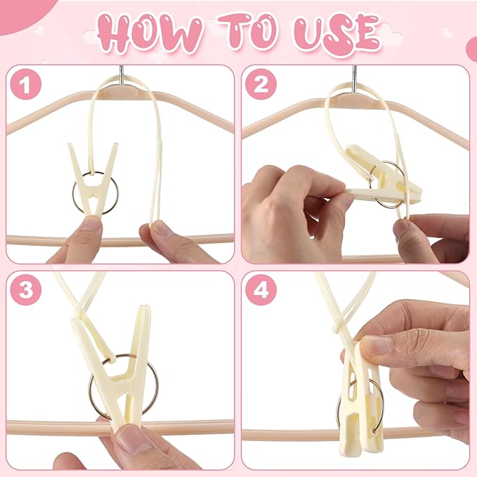 Honeydak 60 Pack Multi-Purpose Laundry Hooks Hanging Clips Bulk with Plastic Rope Hanger Clips for Baby Clothes Closet Organizer for Pants Hat Sock Boot Bra Towel Bathroom Wardrobe (Classic Colors)