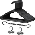 VECELO 25 Pack Plastic Hangers-Clothes Hangers with Shoulder Non Slip Notches,Clothing Hangers for Closet Space Saving-Heavy Duty Coat Hanger,Black