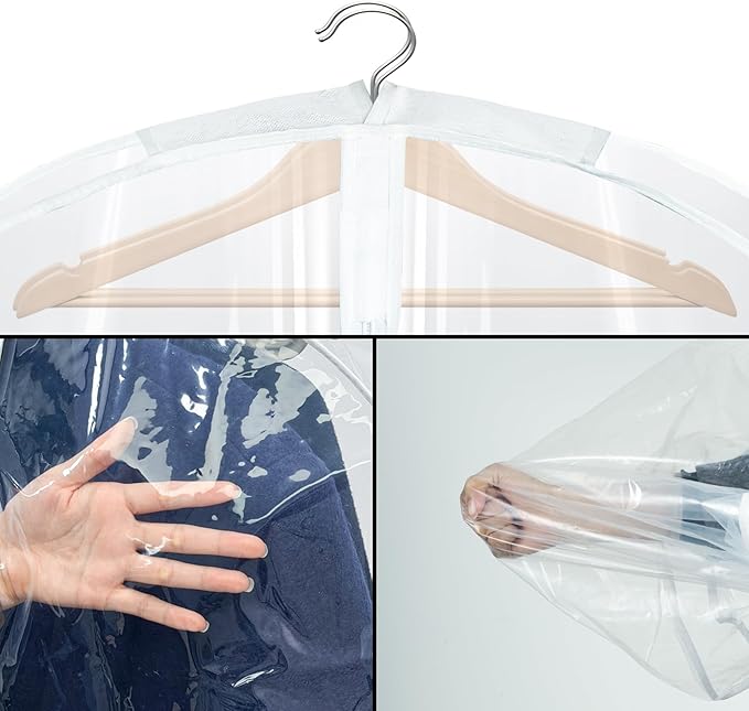 Garment Bags for Hanging Clothes with 4" Gusseted, Suit Cover for Clothes,Coats,Suit,Jackets,Dress,Shirts,Skirt. (Clear-40"-2pcs-Double zipper-PE)