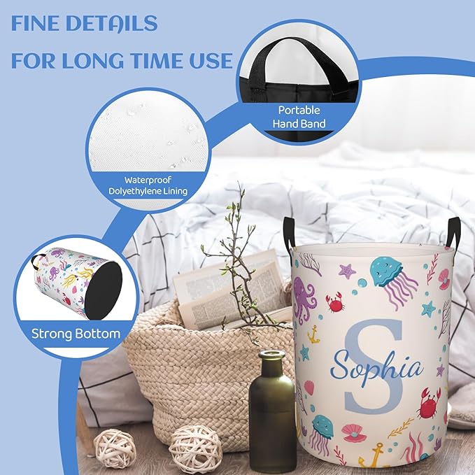 Personalized Laundry Hamper with name, Custom Laundry Hamper with Name, Customized Name Laundry Basket, Customizable laundry name basket with Handles Gifts for Men Women