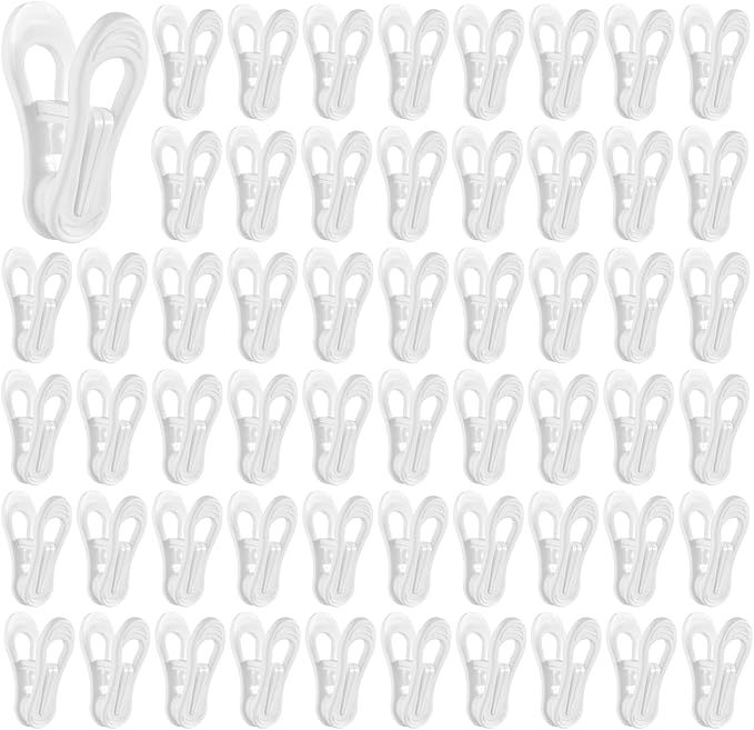 SHENLIU 100 Pack Multi-Purpose Hanger Clips for Hangers, 2.75 Inch White Plastic Clothing Clips for Skirt Pant Hangers Ideal for Jeans, Skirts, Sweaters & Pant