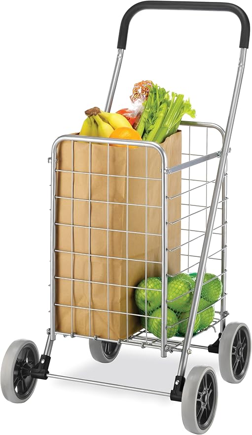 Whitmor Utility Shopping Cart - Durable Folding Design for Easy Storage, Model Number: 6250-4997-2-SIOCA