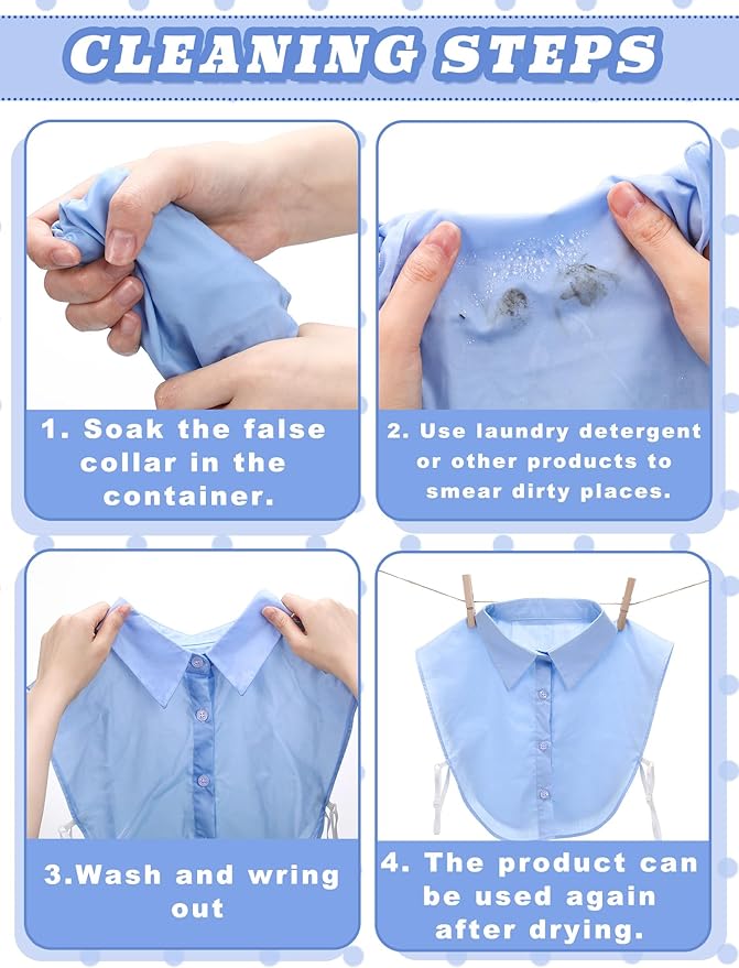 Tatuo 2 Pieces Fake Collar Detachable Collar for Women Shirts Dickey Half False Blouse Dickey