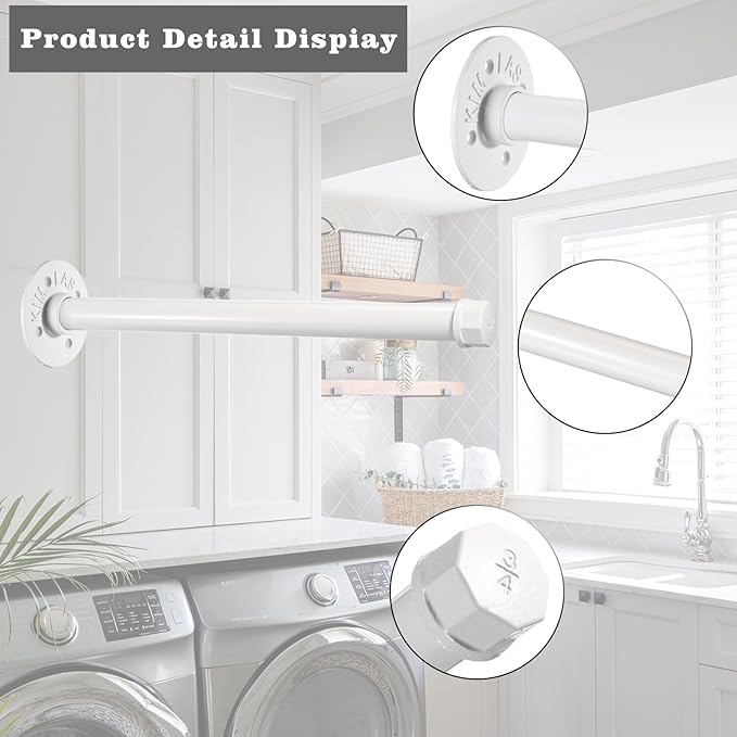 Sumnacon 2 Pcs 14 Inch Industrial Pipe Clothes Bar - Heavy Duty Rustic Metal Coat Hanger with Screws,Wall-Mounted Garment Holder Rack for Bedroom Bathroom Wardrobe Boutique Clothing Store,White