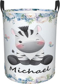 Personalized Zebra Laundry Basket For Baby Kids Boys Girls Adult Custom Hamper Basket With Name For Bathroom Bedrooms Collapsible Baby Laundry Basket, Dirty Clothes Hamper With Handles