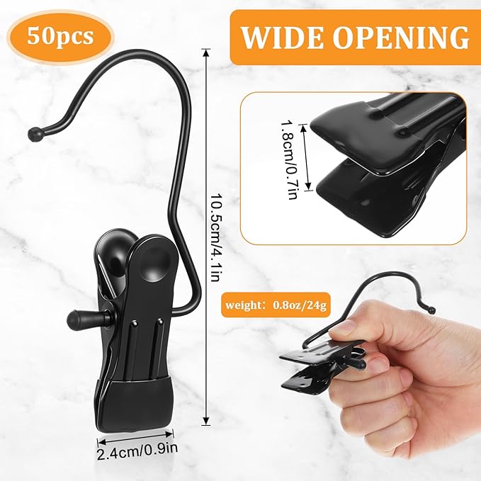 50Pcs Boot Hanger Clips for Closet, Portable Laundry Hooks with Clips, Heavy Duty Boot Hanging Clips, Boot Hangers Space Saving for Boots Pants Jeans Clothes Hats Tall Towels