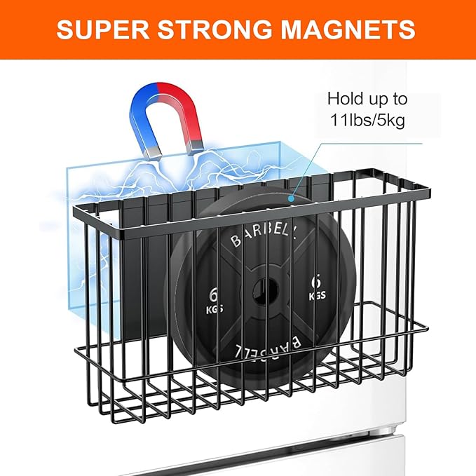 2 Pcs Magnetic Dryer Balls Holder Magnetic Spice Basket for Refrigerator Metal Fridge Organizer for Foil Plastic Food Wrap Multipurpose Shelf Organization for Kitchen Laundry Room