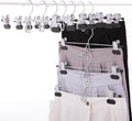 13 Inch Black Heavy Duty Add-on Stackable Metal Hanger for Trousers Pants Skirt with Extra Strong Clips Pack of 20