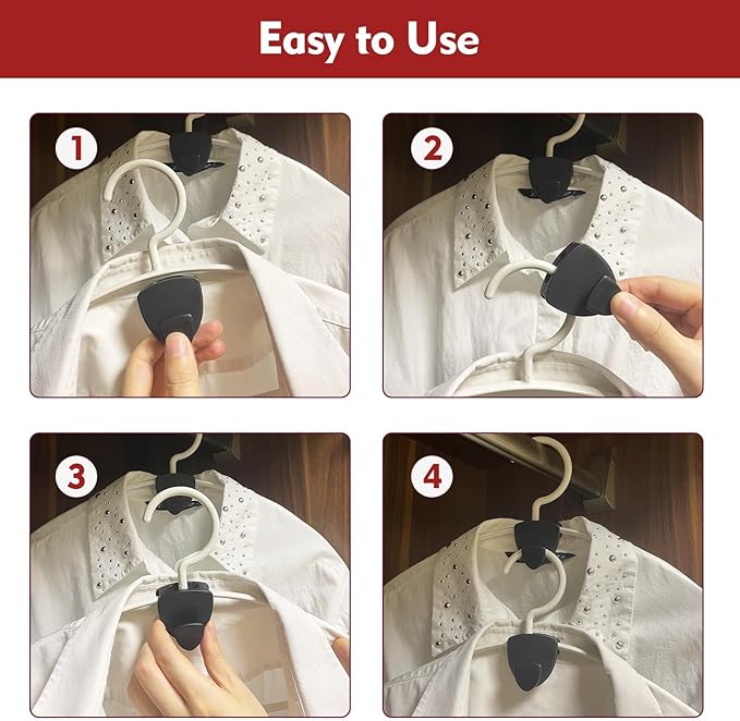Space Saving Standard Hanger Hooks 100Pcs, Upgrade Heavy Duty Space Saver Hangers Connector Hooks for Clothes, Premium Hanging Closet Organizer for Dorm, Ganchos para Colgar Ropa, Black