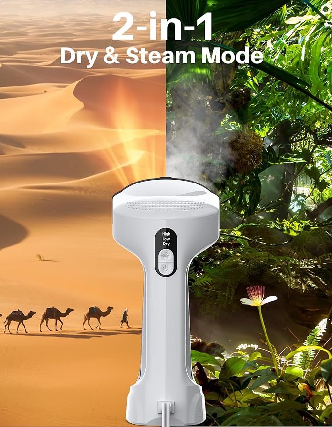 Sweepulire Vacuum Steamer for Clothes, 3500Pa Suction Handheld Steamer, 3 Modes LED Display, 2-in-1 Steaming & Ironing, with Extra 160ml Water Tank, Total 320ml (110-120V)