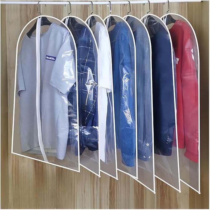 40" Clear Garment Bags for Hanging Clothes,Dustproof Suit Bag for Closet Storage,Transparent Plastic Garment Clothes Suit Cover Bags with Zipper for Coats