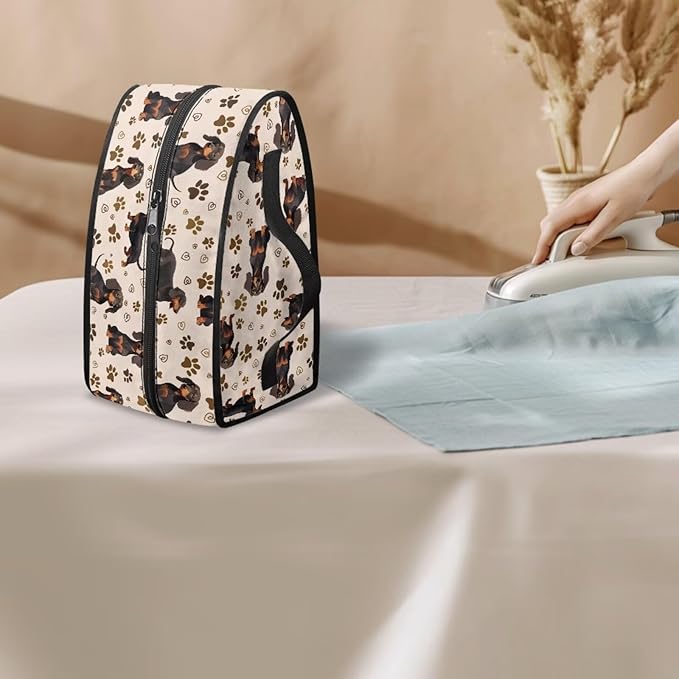 Iron Storage Case Protective Carrying Bag with Zipper Closure, Cute Easy to Clean Steam Iron Storage Bag Compatible with Most Iron, Dog Paw