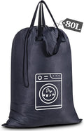 MissBoy Heavy Duty Laundry Bag, Machine Washable Nylon, Splash-Resistant Dirty Clothes Storage Bag with Drawstring & Handles丨Lightweight, Foldable & Space-Saving for College Dorm,Vacations&Trips, 80L