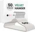InfiniPower 50 Pack Velvet Hangers, Heavy Duty Clothes Hangers for Coat, Pants & Dress, Non-Slip Hanger Set with Shoulder Notches, 360° Swivel Hook, Space Saving Felt Hangers, White