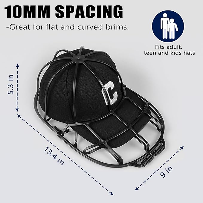 INVODA Hat Washer Cage Hat Washer for Washing Machine Hat Cleaner for Baseball Cap Dishwasher Rack Protector Organizer for Flat & Curved(Black 2PCS)