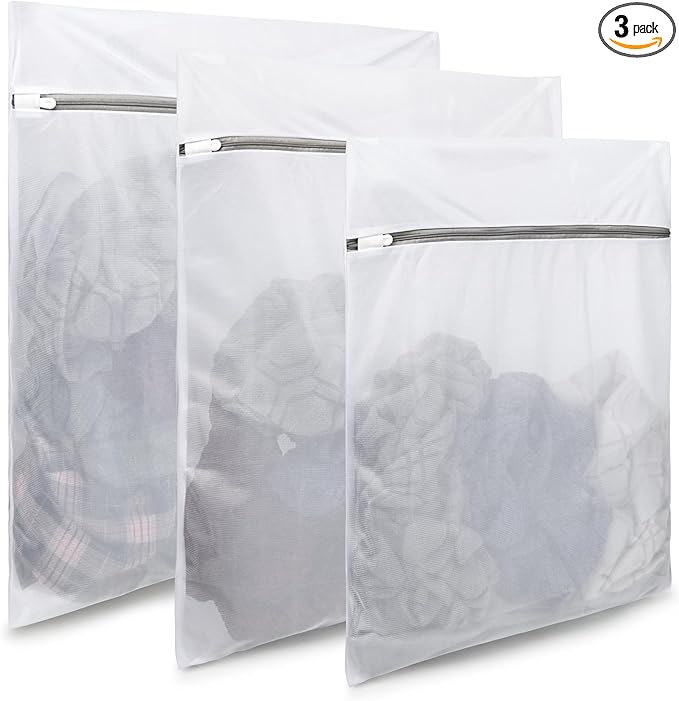 Mesh Laundry Bags, Fine Mesh, 16"×20"/20"×24"/24"×24", Durable Material with Sturdy Zipper - For Clothes, Linens, Shoes, Travel Storage Bags (3PC M/L/XL)