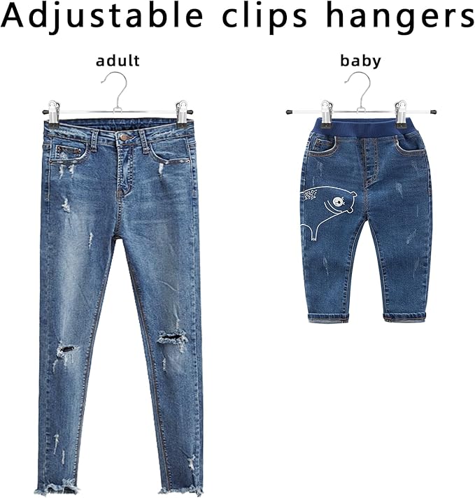 GoodtoU Pants Hangers with Clips, 30 Pack, Non-Slip Rubber Tips, Slim Space-Saving Hangers Trouser Shorts Jeans Adjustable for Men Women Apartment Dorm Organizer