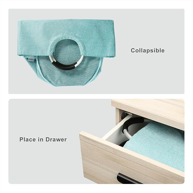 Medium Laundry Hamper Bag, 82L Collapsible Tall Laundry Basket, Double Layer Fabric, Full-Ring Aluminum Handles, Stands Upright, Heavy Duty Clothes Hamper for Bedroom Dorm, Light Blue