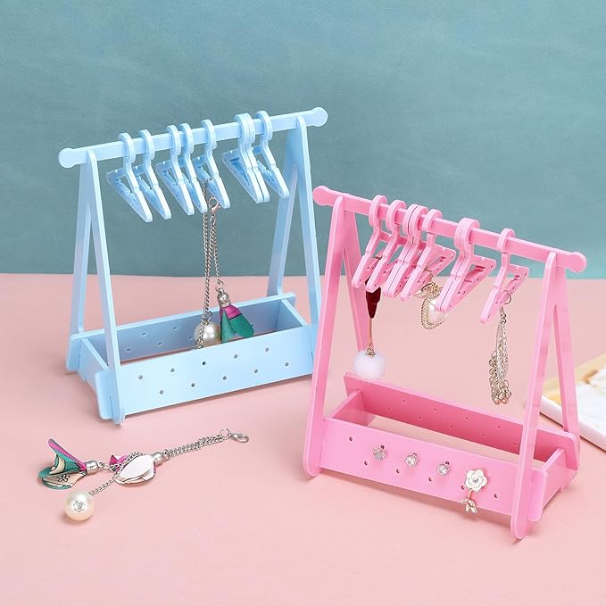 PATIKIL 30pcs Clothes Hanger Earring Holder, Mini Acrylic Coat Hangers Earring Hangers Hanger Rack Small for Earring Holder Organizer Stand Studs, Green