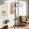 73 in Wood Coat Rack, Coat Rack Freestanding with Stable Round Base, Adjustable Height Tree Coat Racks Stand for Home Bedroom Office Hallway Entryway (Rosewood Tray)