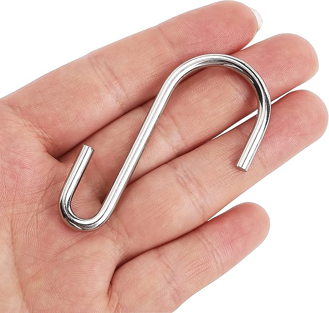 30-Pack Silver S Hooks for Hanging 2.4 Inch – Small S Hooks Carbon Steel Hangers for Jeans, Kitchen Pot & Plant Hanging – Lightweight 0.88 Inch Opening Holder for Wire Shelving, Towel & Purse