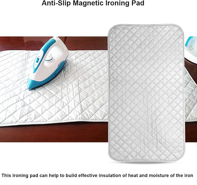 Joyzan Ironing Pad, Portable Magnetic Grip Iron Blanket Mat Isolate Heat Cover Board Alternative Washer Dryer Table Top Countertop Silicone Coating Scorch Resistan Travel Small Living Steam Pressing