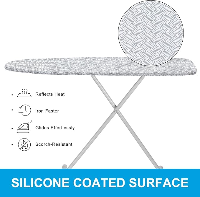 Dalykate Ironing Board Cover 21 x 57 with Scorch and Stain Resistant Thick Padding and Elasticized Edge Ironing Board Covers 4 Fasteners and 1 Protective Scorch Mesh Cloth
