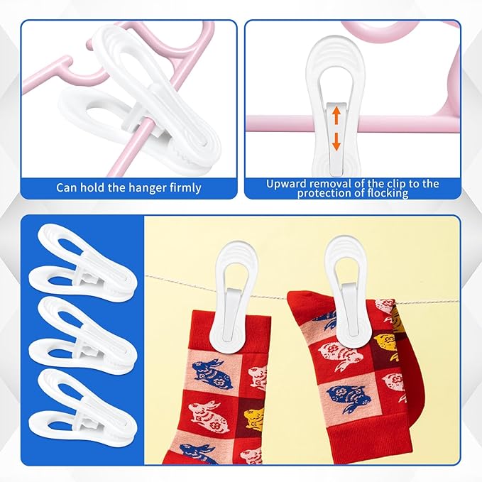 50 Pcs Multi-Purpose Plastic Hanger Clips - Ideal for Skirts & Pants