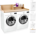 SOBHI | Solid Wood Washer & Dryer Countertop with Laundry Add-Ons | 54″ x 27″ Laundry Room Organization & Storage Topper | 3 Detergent Dispensers & Dryer Sheet Box | Oak Finish