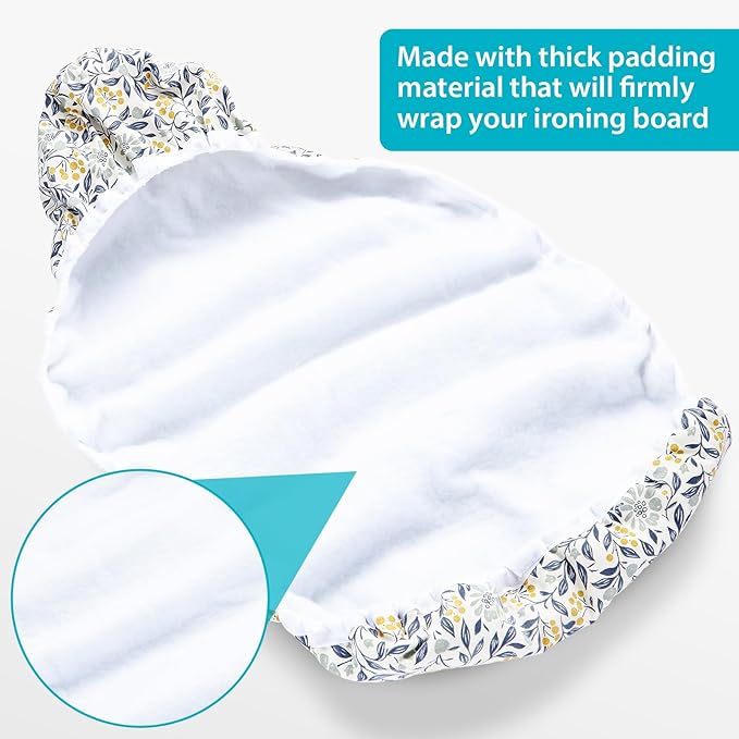 Seiritex Table Top Ironing Board Cover 12 x 32 inch, 3 Layers Small Iron Board Cover, Heat Reflective Thick Padding with Elasticized Edges (Flora)