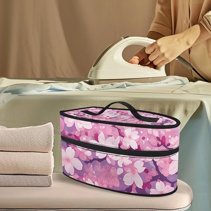 Cherry Blossoms Axolotl Iron Portable Storage Bags for Travel for Travel Iron Mini Dry Iron and Accessories with Handle and Smooth Zipper for Most Irons