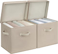 StorageWorks Storage Boxes with Lid, Collapsible Storage Bins with Handles, Stackable Closet Organizers for Shelves, and Bedroom, 15" x11¼x12½, Light Brown, 2-Pack