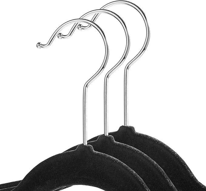 Casafield 50 Black Velvet Suit Hangers - Space-Saving Non-Slip Clothes Hanger