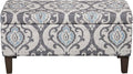 HomePop Large Upholstered Rectangular Storage Ottoman Bench with Hinged Lid, Slate Damask