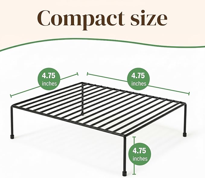 Evelots Kitchen Cabinet Wire Shelf Organizer/Rack - 4 Pack Sturdy Large Metal Shelf Risers - Double Your Counter Space - Great for Kitchen, Freezer, Pantry and Bathroom - Rustproof - Black