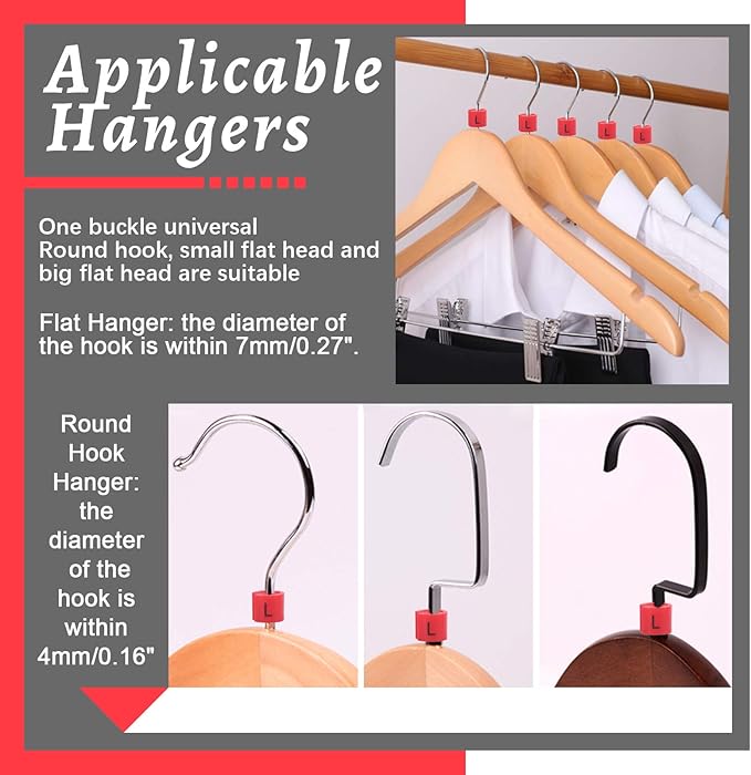 Swpeet 150Pcs Red【 Sizes L 】 Plastic Clothes Hanger Size Markers Color-Coding Hanger Sizes Hangers Tags Marker Garment Size for Wire Hangers Clothing Hangers with Storage Box