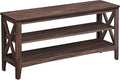 VASAGLE, Entryway Storage Bench, 2-Tier Shoe Rack, 11.8 x 39.4 x 18.9 Inches, Holds up to 600 lb, Farmhouse Style, for Living Room, Bedroom, Maroon Brown ULSB153K51