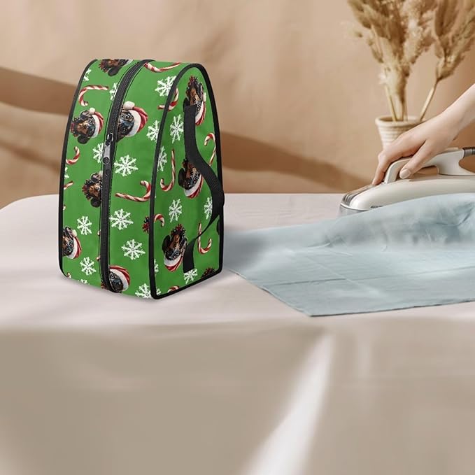 Christmas Iron Case Storage Universal for Most Iron Colorful Cute Steam Iron Storage Case with Smooth Zipper, Crutch Snow Dog
