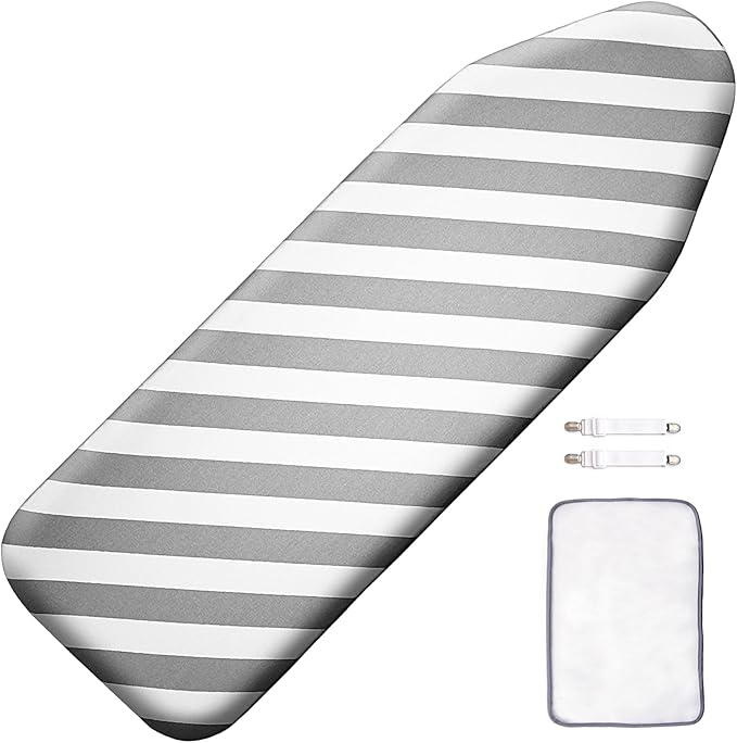 SheeChung Ironing Board Cover and Pad-15x54 Thick Ironing Board Covers with Padding Standard Size,Scorch and Stain Resistant Thick Padding,Large Ironing Cover with Elastic Edge & Adjustable Fasteners