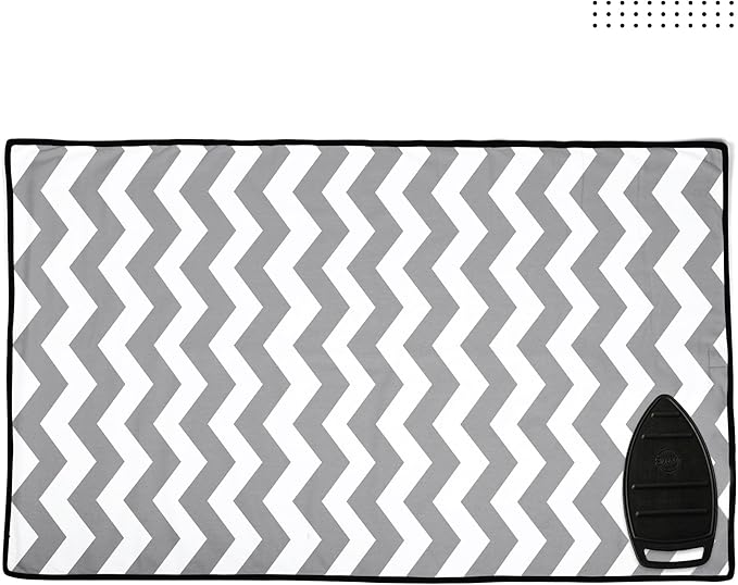 Encasa XO Ironing Mat/Pad (Large 48"x28") with 3mm Padding & Silicone Iron Rest for Steam Pressing on Tabletop or Bed - Heat Resistant, Portable, Quilting & Travel Blanket - Zig Zag