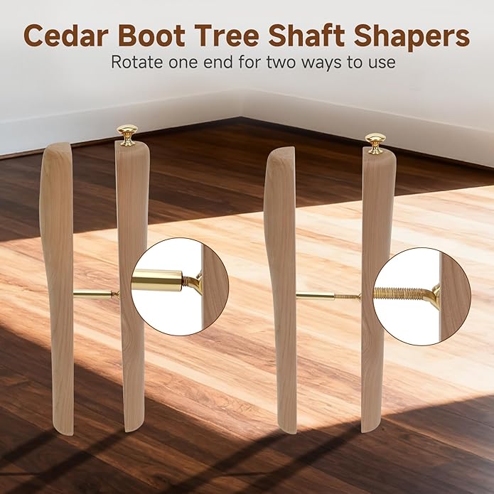 Cedar Boot Tree Shaft Shaper, 14 Inch Wooden Inserts for Men & Women’s Boots, Tall Boot Inserts Shape Holders