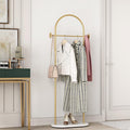 DR.IRON Modern Gold Clothes Racks with Shelves Freestanding, Gold Coat Racks with Marble Base & Coat Hanger with Umbrella for Entryway Hallway, Office or Bedroom