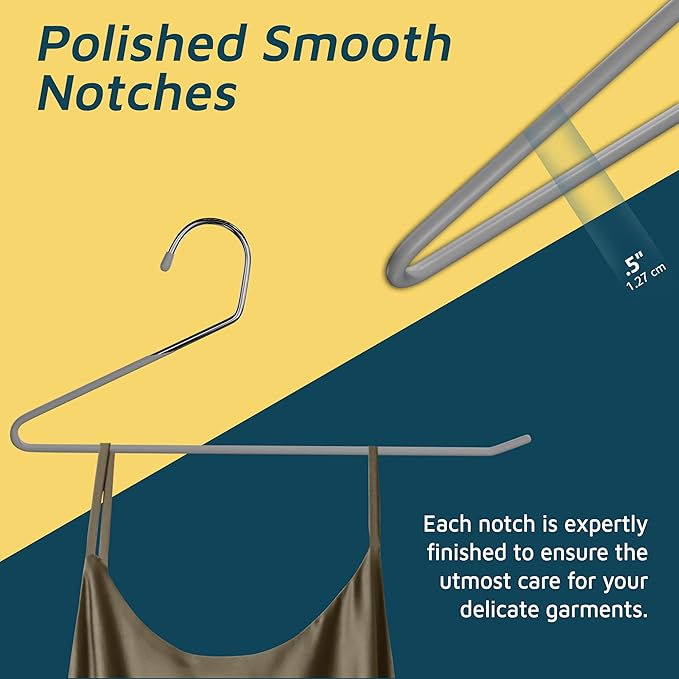 Lifemaster Metal Pants Hanger Set - 30 Pieces Elegant Non-Slip Closet Space Saving Hanger Set for Pants, Trouser, Blankets, and Jeans with Open Ended Sleek Design - Gray