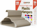 Plastic Clothes Hangers – Heavy Duty Hanger Set, for Organizing Clothes, Dresses, and Coat, Holds Up to 5 lbs, Space-Saving Hangers with Non-Slip Shoulder Grooves, Pack of 120, Ivory
