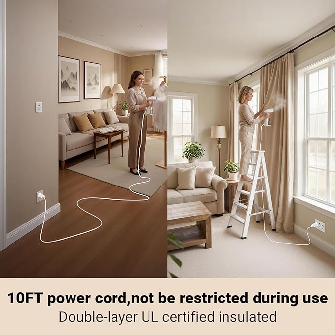 Handheld Steamer for Clothes Wrinkle Removes,110V to 220V Garment Steamer for Multiple Countries,1000W,Large Water Tank 450 ML,10 FT Power Cord,35s Fast Heating,30Min Auto Power-Off Safety Design