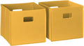 RiverRidge Folding Storage Bins with Handles Golden yellow Cube Storage Organizer for Closet, Bedroom & Playroom - Closet Organizers and Storage Set of 2